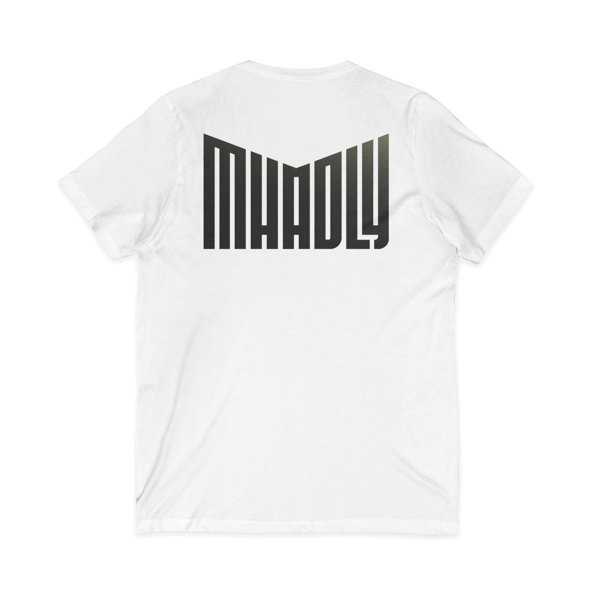 T-SHIRT MHADLY SCOLLO A V 100% COTONE COLORE BIANCO