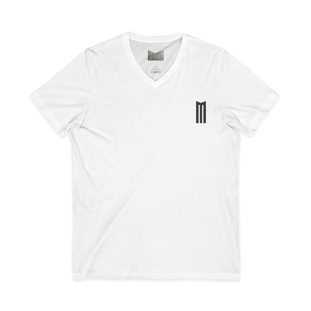 T-SHIRT MHADLY SCOLLO A V 100% COTONE COLORE BIANCO