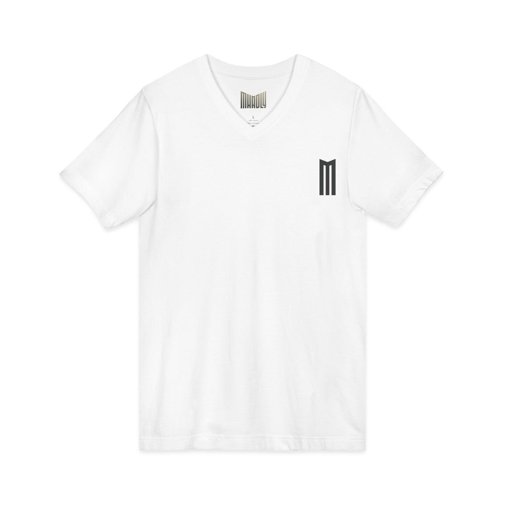 T-SHIRT MHADLY SCOLLO A V 100% COTONE COLORE BIANCO