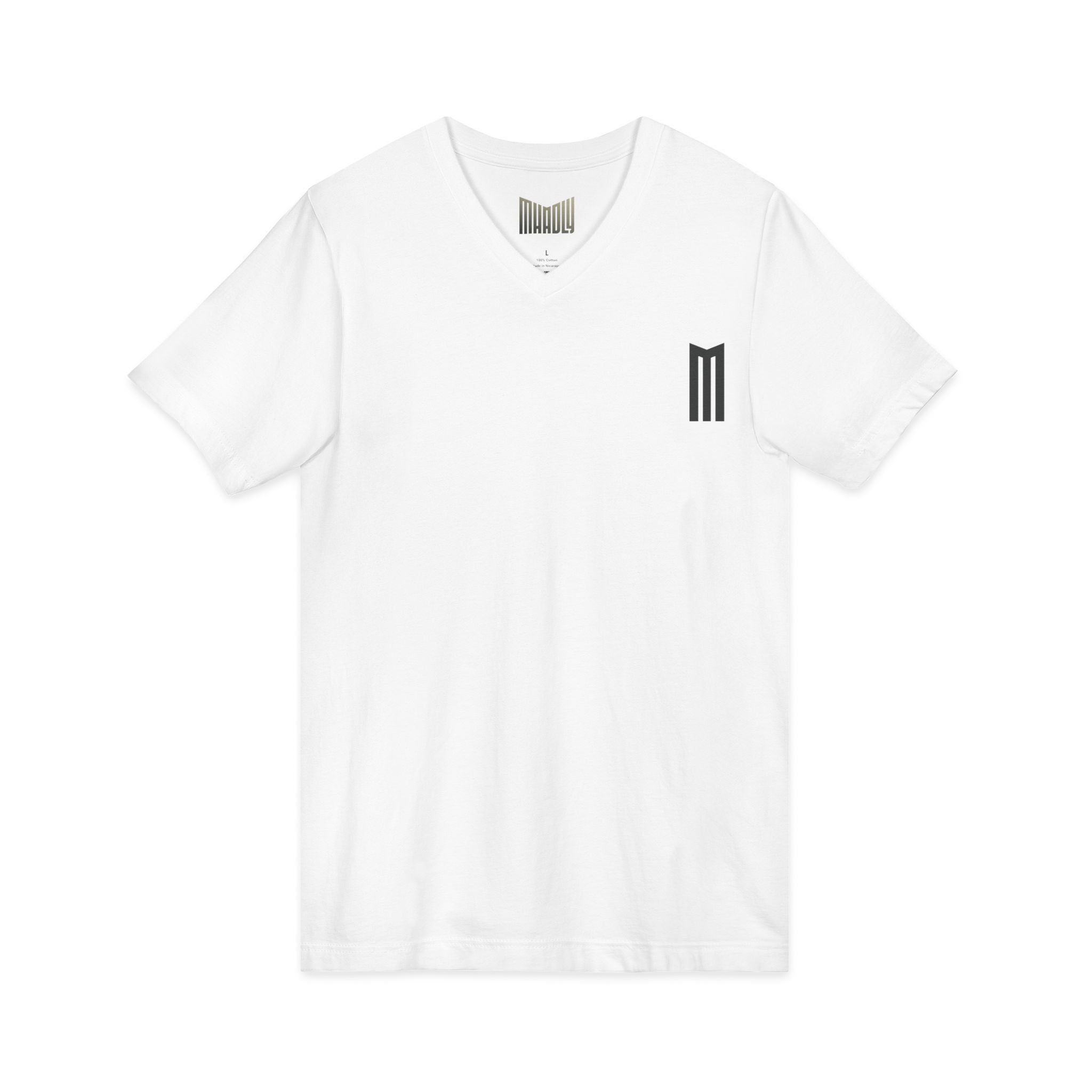 T-SHIRT MHADLY SCOLLO A V 100% COTONE COLORE BIANCO