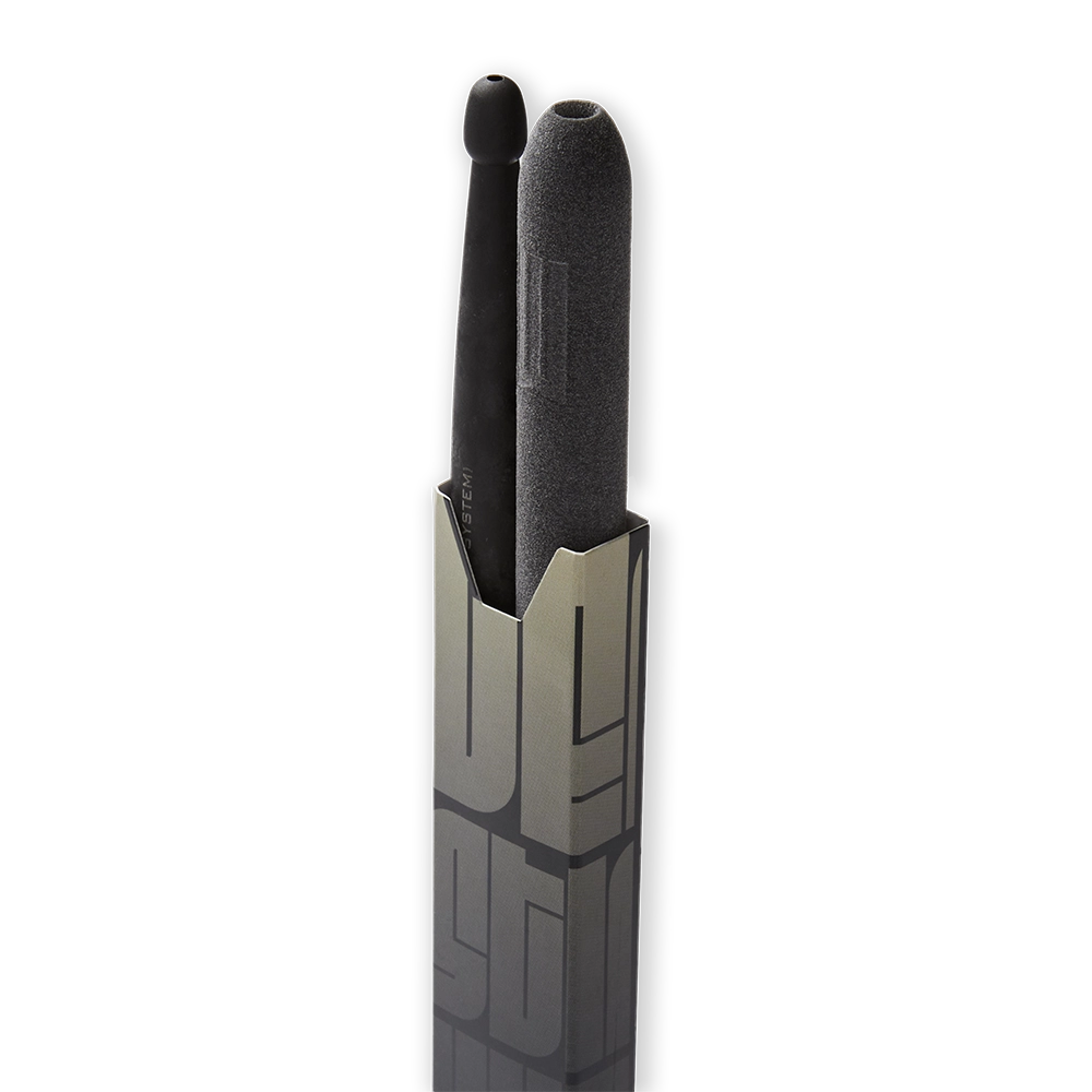 bacchette per batteria con tecnologia anti vibrazione modello tech sticks hybrid dettaglio punta terminale modello 5a materiale mh3